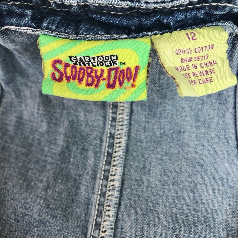 Vintage Cartoon Network ScoobyDoo Embroidered Jean Short Overalls 12 - Picture 6 of 6